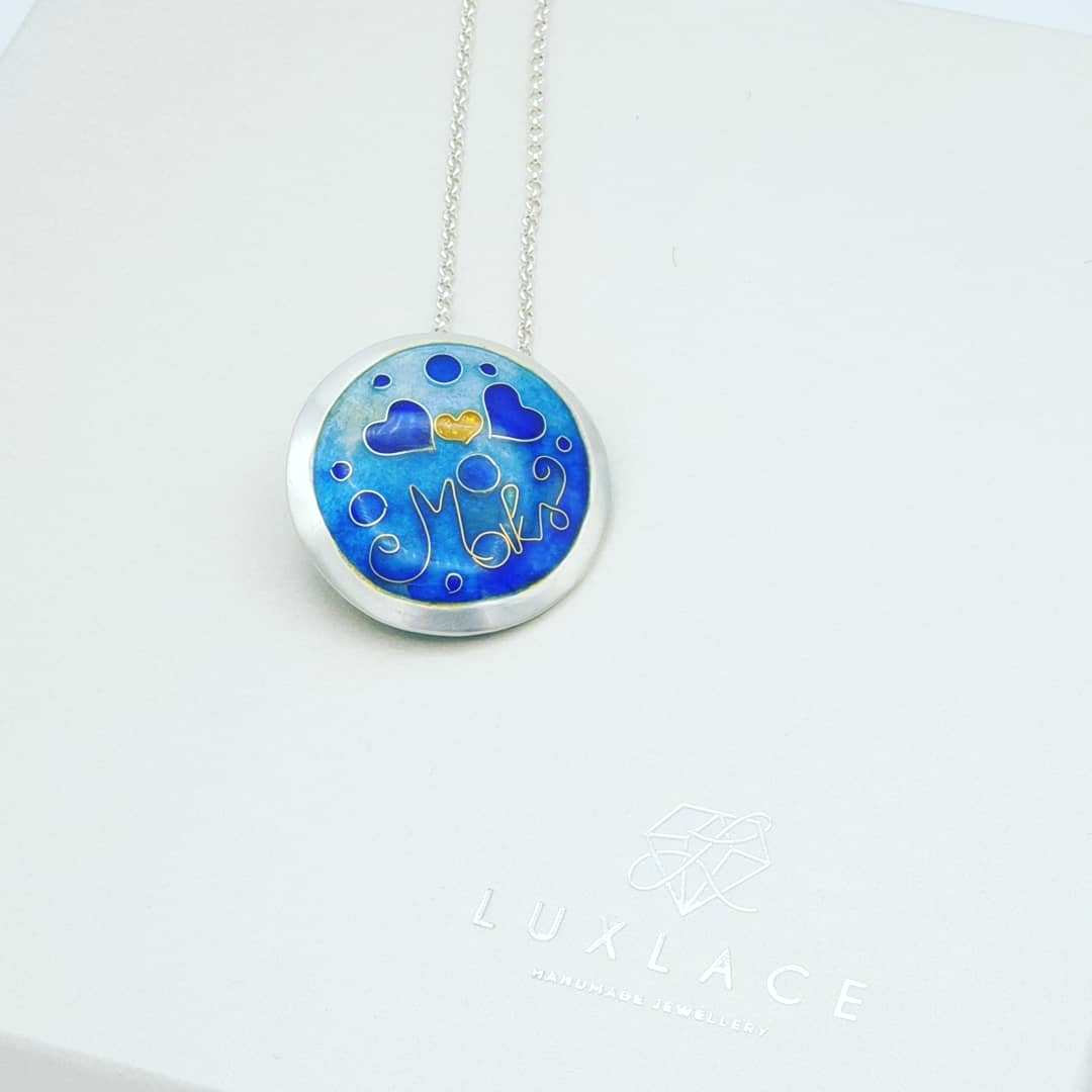 Personalized Sterling Silver and Gold Pendant with Enamel