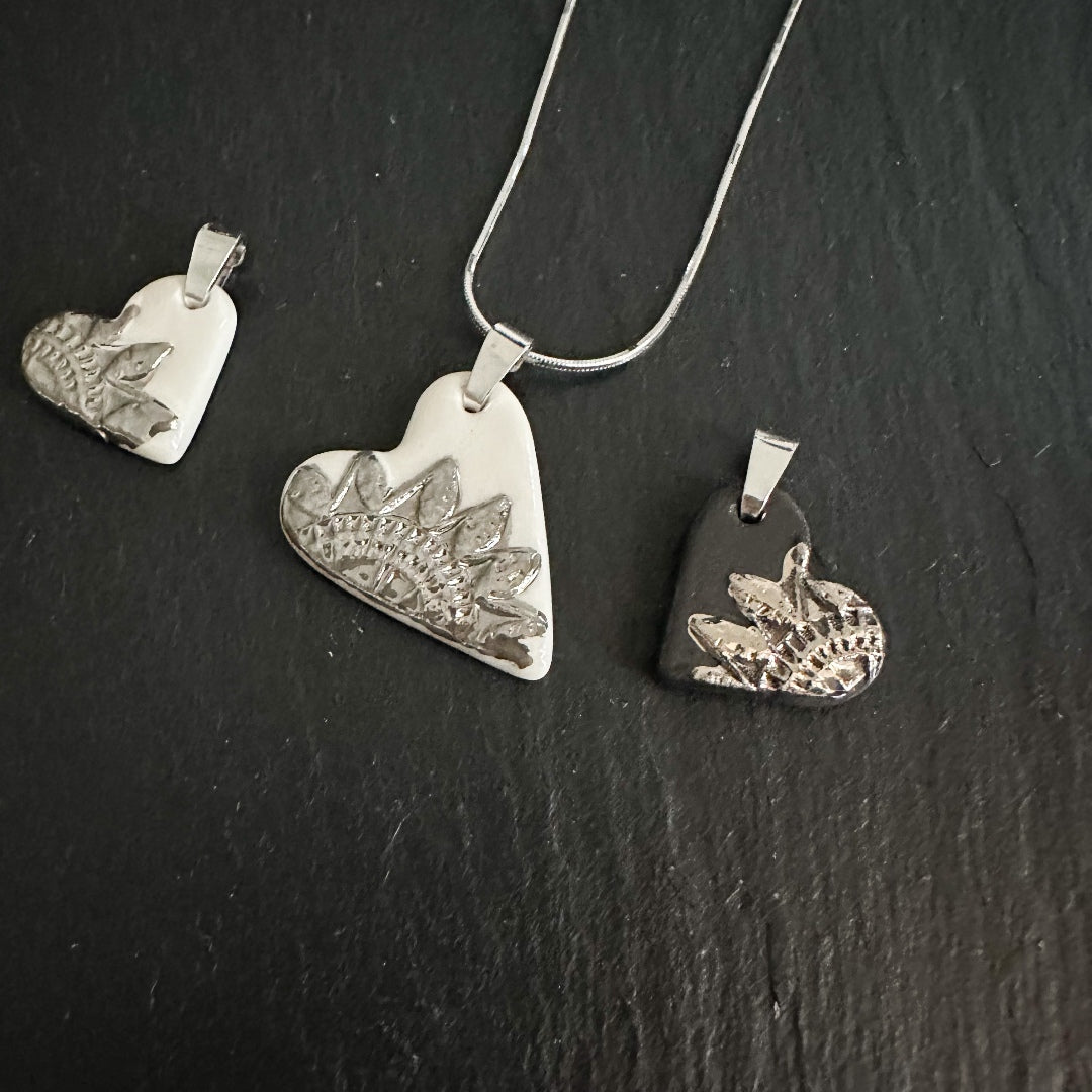 Porcelain Heart Necklace with 24k Gold Luster