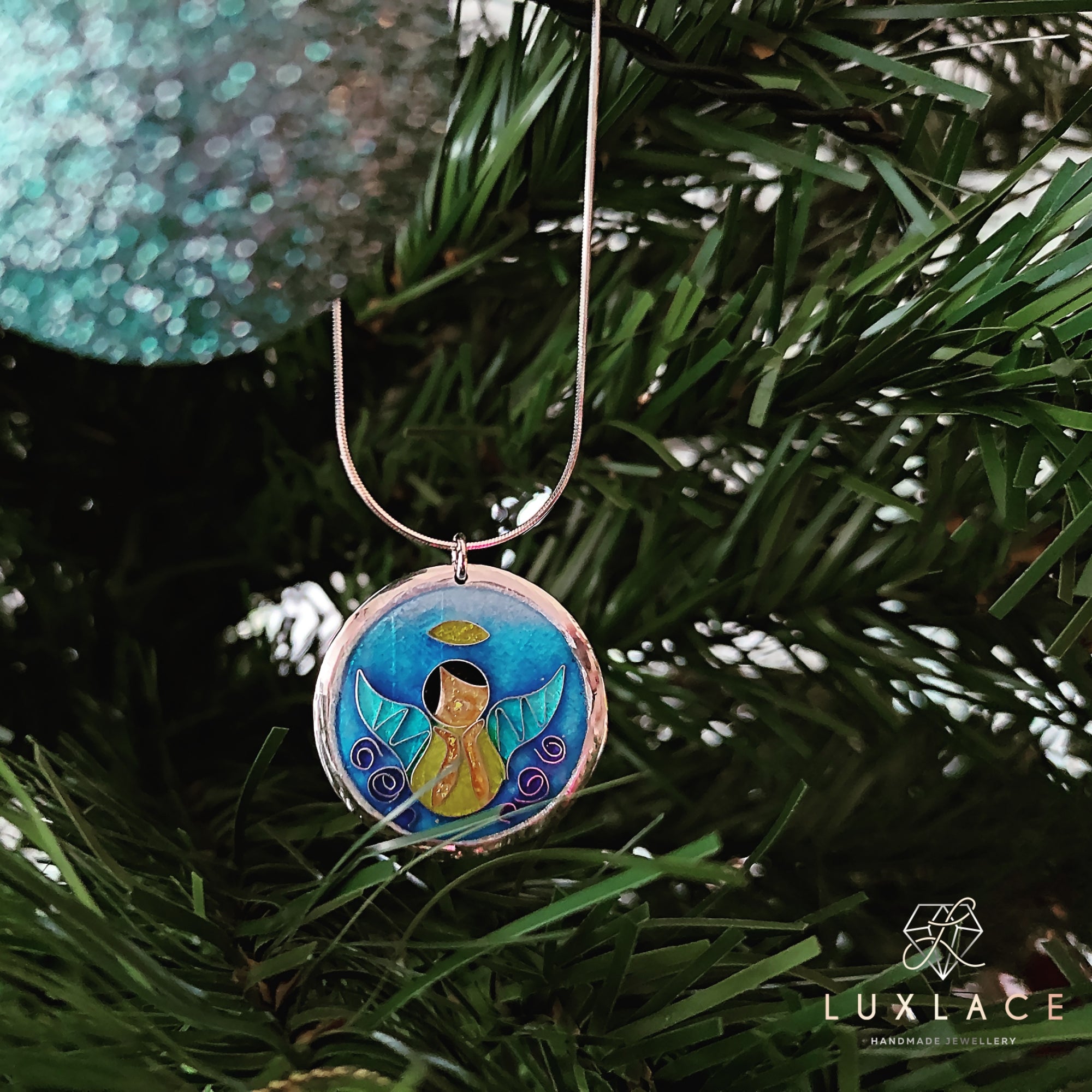 Angel Enamel necklace in sterling silver