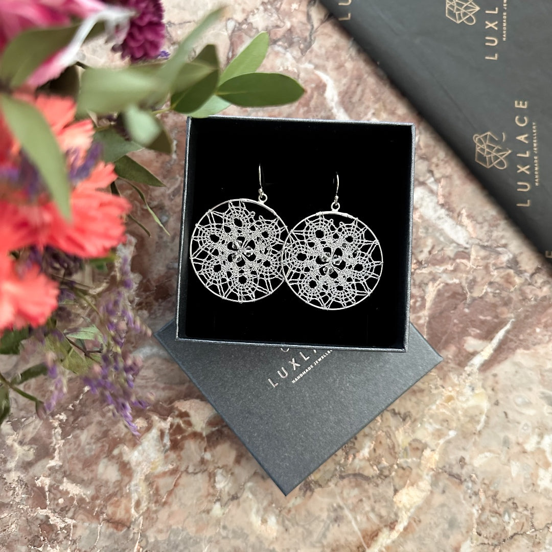 Rožica – Sterling Silver Lace Earrings